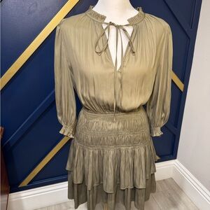 Maje Khaki Ruffle Dress